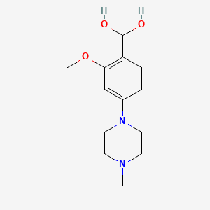 Chemical structure of (2-methoxy-4-(4-methylpiperazin-1-yl)phenyl)boronic acid
