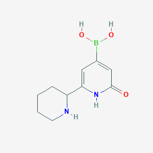 Chemical structure of (2-hydroxy-6-(piperidin-2-yl)pyridin-4-yl)boronic acid