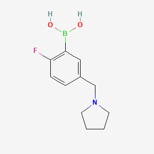 Chemical structure of (2-Fluoro-5-(pyrrolidin-1-ylmethyl)phenyl)boronic acid