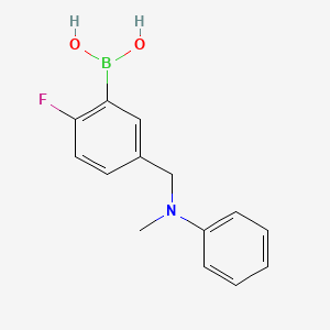 Chemical structure of (2-Fluoro-5-((methyl(phenyl)amino)methyl)phenyl)boronic acid