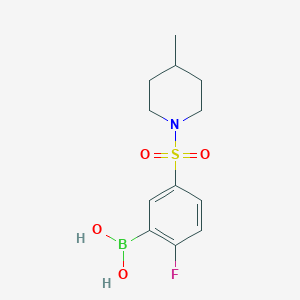 Chemical structure of (2-Fluoro-5-((4-methylpiperidin-1 -yl)sulfonyl)phenyl)boronic acid