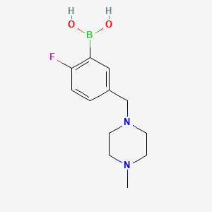 Chemical structure of (2-fluoro-5-((4-methylpiperazin-1-yl)methyl)phenyl)boronic acid