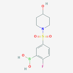 Chemical structure of (2-Fluoro-5-((4-hydroxypiperidin-1 -yl)sulfonyl)phenyl)boronic acid