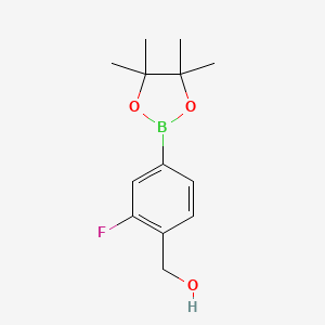 Chemical structure of (2-Fluoro-4-(4,4,5,5-tetramethyl-1,3,2-dioxaborolan-2-yl)phenyl)methanol