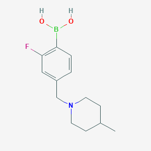Chemical structure of (2-Fluoro-4-((4-methylpiperidin-1-yl)methyl)phenyl)boronic acid