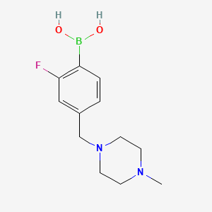Chemical structure of (2-Fluoro-4-((4-methylpiperazin-1-yl)methyl)phenyl)boronic acid