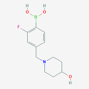Chemical structure of (2-Fluoro-4-((4-hydroxypiperidin-1-yl)methyl)phenyl)boronic acid