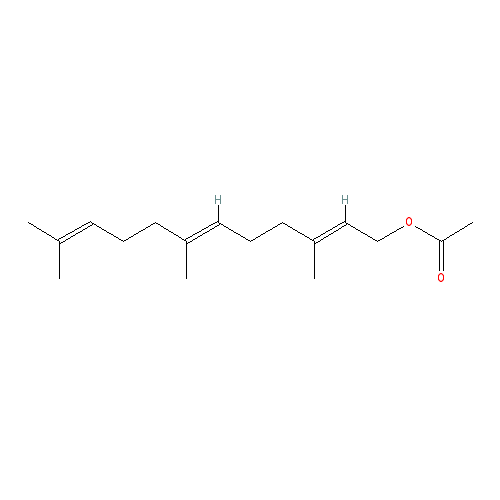 Chemical structure of trans,trans-Farnesyl acetate