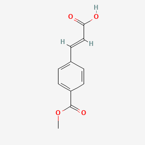 Chemical structure of (2E)-3-[4-(methoxycarbonyl)phenyl]prop-2-enoic acid