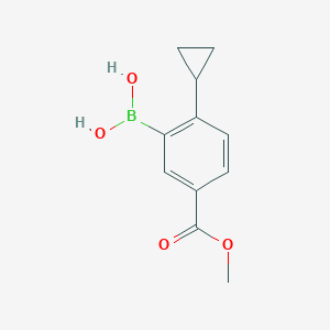 Chemical structure of (2-cyclopropyl-5-(methoxycarbonyl)phenyl)boronic acid