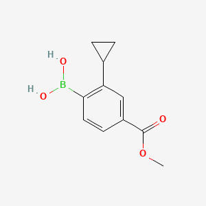 Chemical structure of (2-cyclopropyl-4-(methoxycarbonyl)phenyl)boronic acid