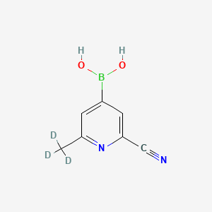 Chemical structure of 2-(Methyl-d3)-6-cyanopyridine-4-boronic acid