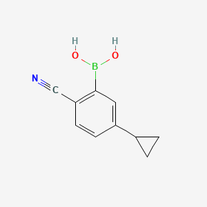 Chemical structure of (2-cyano-5-cyclopropylphenyl)boronic acid
