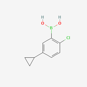 Chemical structure of (2-chloro-5-cyclopropylphenyl)boronic acid
