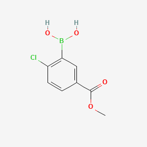 Chemical structure of 2-Chloro-5-(methoxycarbonyl)phenylboronic acid