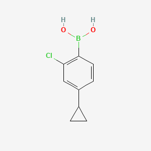 Chemical structure of (2-chloro-4-cyclopropylphenyl)boronic acid