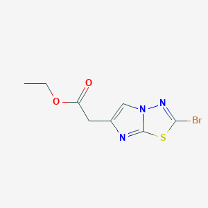 Chemical structure of Ethyl 2-(2-bromoimidazo[2,1-b][1,3,4]thiadiazol-6-yl)acetate