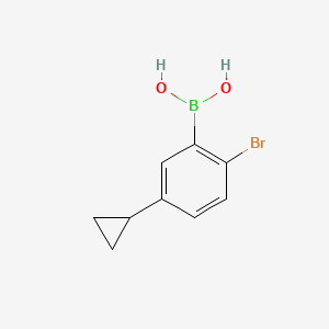 Chemical structure of (2-bromo-5-cyclopropylphenyl)boronic acid