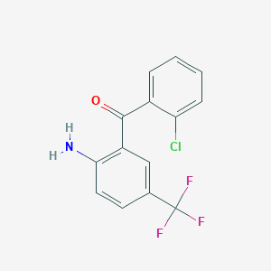 Chemical structure of (2-Amino-5-(trifluoromethyl)phenyl)(2-chlorophenyl)methanone
