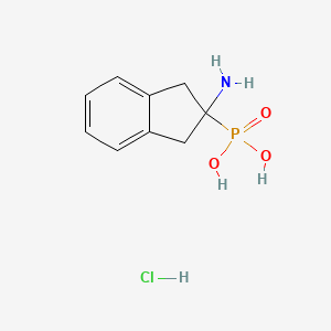 Chemical structure of (2-Amino-2,3-dihydro-1H-inden-2-yl)phosphonic acid hydrochloride