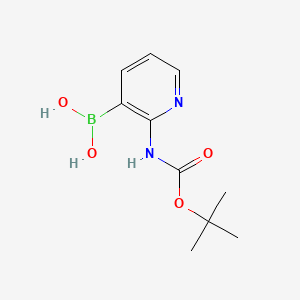 Chemical structure of (2-[(tert-Butoxycarbonyl)amino]pyridin-3-yl)boronic acid