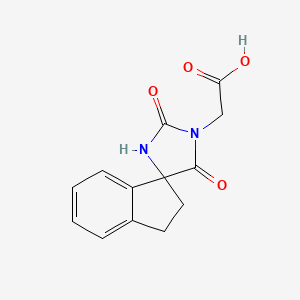 Chemical structure of (2,5-dioxo-2',3'-dihydro-1H-spiro[imidazolidine-4,1'-inden]-1-yl)acetic acid