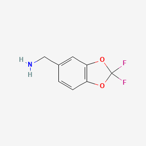 Chemical structure of (2,2-Difluoro-1,3-dioxaindan-5-yl)methanamine