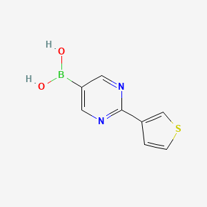 Chemical structure of (2-(thiophen-3-yl)pyrimidin-5-yl)boronic acid