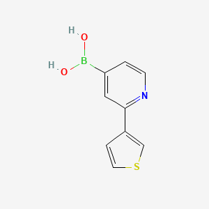 Chemical structure of (2-(thiophen-3-yl)pyridin-4-yl)boronic acid