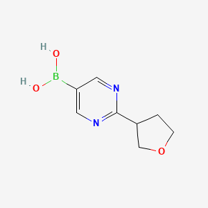 Chemical structure of (2-(tetrahydrofuran-3-yl)pyrimidin-5-yl)boronic acid