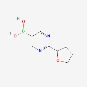 Chemical structure of (2-(tetrahydrofuran-2-yl)pyrimidin-5-yl)boronic acid