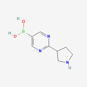 Chemical structure of (2-(pyrrolidin-3-yl)pyrimidin-5-yl)boronic acid