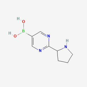 Chemical structure of (2-(pyrrolidin-2-yl)pyrimidin-5-yl)boronic acid
