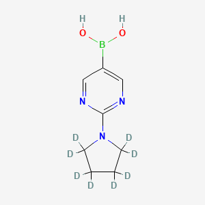 Chemical structure of 2-(Pyrrolidino-d8)-pyrimidine-5-boronic acid