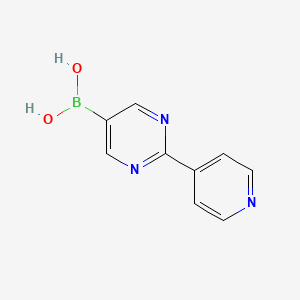 Chemical structure of (2-(pyridin-4-yl)pyrimidin-5-yl)boronic acid