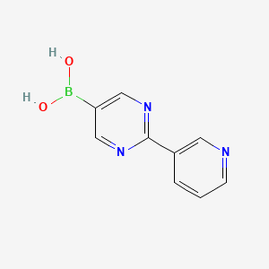 Chemical structure of (2-(pyridin-3-yl)pyrimidin-5-yl)boronic acid