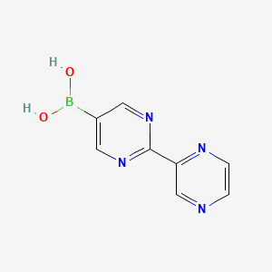 Chemical structure of (2-(pyrazin-2-yl)pyrimidin-5-yl)boronic acid