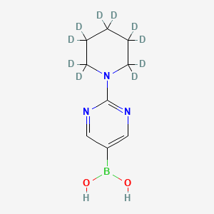 Chemical structure of 2-(Piperidino-d10)-pyrimidine-5-boronic acid