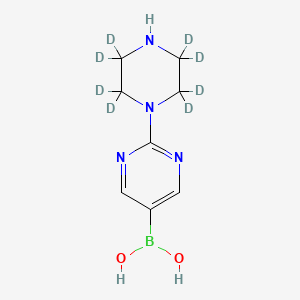 Chemical structure of 2-[(Piperazin-1-yl)-d8]-pyrimidine-5-boronic acid