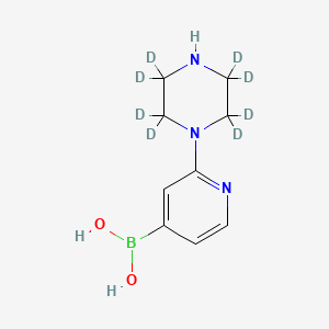Chemical structure of 2-(Piperazin-1-yl-d8)-pyridine-4-boronic acid