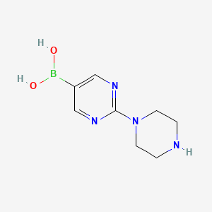 Chemical structure of (2-Piperazin-1-ylpyrimidin-5-yl)boronic acid