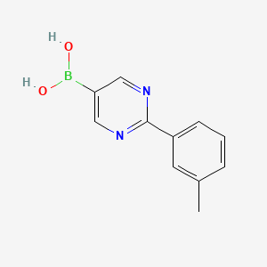 Chemical structure of (2-(m-tolyl)pyrimidin-5-yl)boronic acid
