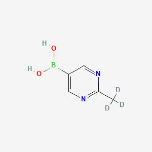 Chemical structure of 2-(Methyl-d3)-pyrimidine-5-boronic acid