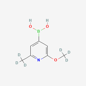Chemical structure of (2-Methyl-6-methoxy-d6)-pyridine-4-boronic acid
