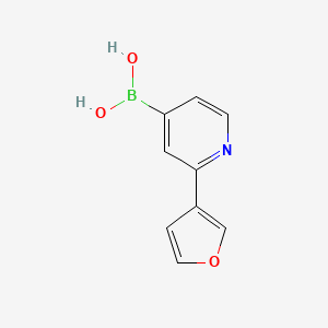 Chemical structure of (2-(furan-3-yl)pyridin-4-yl)boronic acid