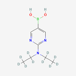 Chemical structure of 2-(Diethylamino-d10)-pyrimidine-5-boronic acid