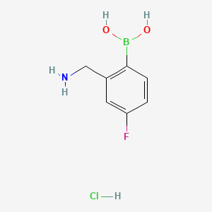 Chemical structure of (2-(Aminomethyl)-4-fluorophenyl)boronic acid hydrochloride