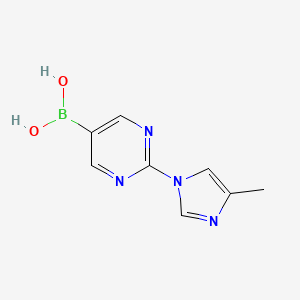 Chemical structure of (2-(4-methyl-1H-imidazol-1-yl)pyrimidin-5-yl)boronic acid