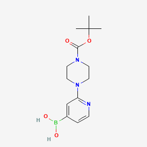 Chemical structure of (2-(4-(tert-Butoxycarbonyl)piperazin-1-yl)pyridin-4-yl)boronic acid