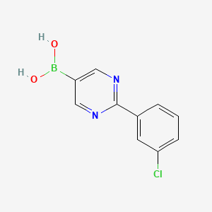 Chemical structure of (2-(3-chlorophenyl)pyrimidin-5-yl)boronic acid